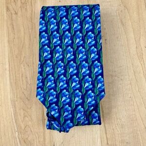 Ermenegildo Zegna Mens Tie‎ Woven 100% Silk Blue Green Geometric Floral Abstract